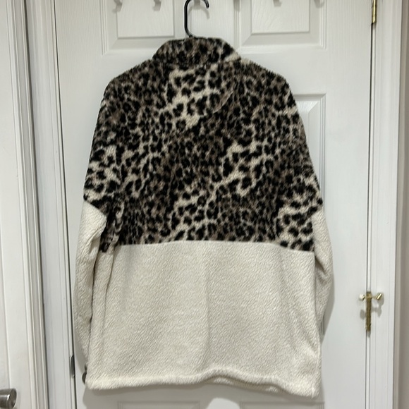Faux Fur Quarter Zip Pullover Sweatshirt women’s size XL - Picture 5 of 6